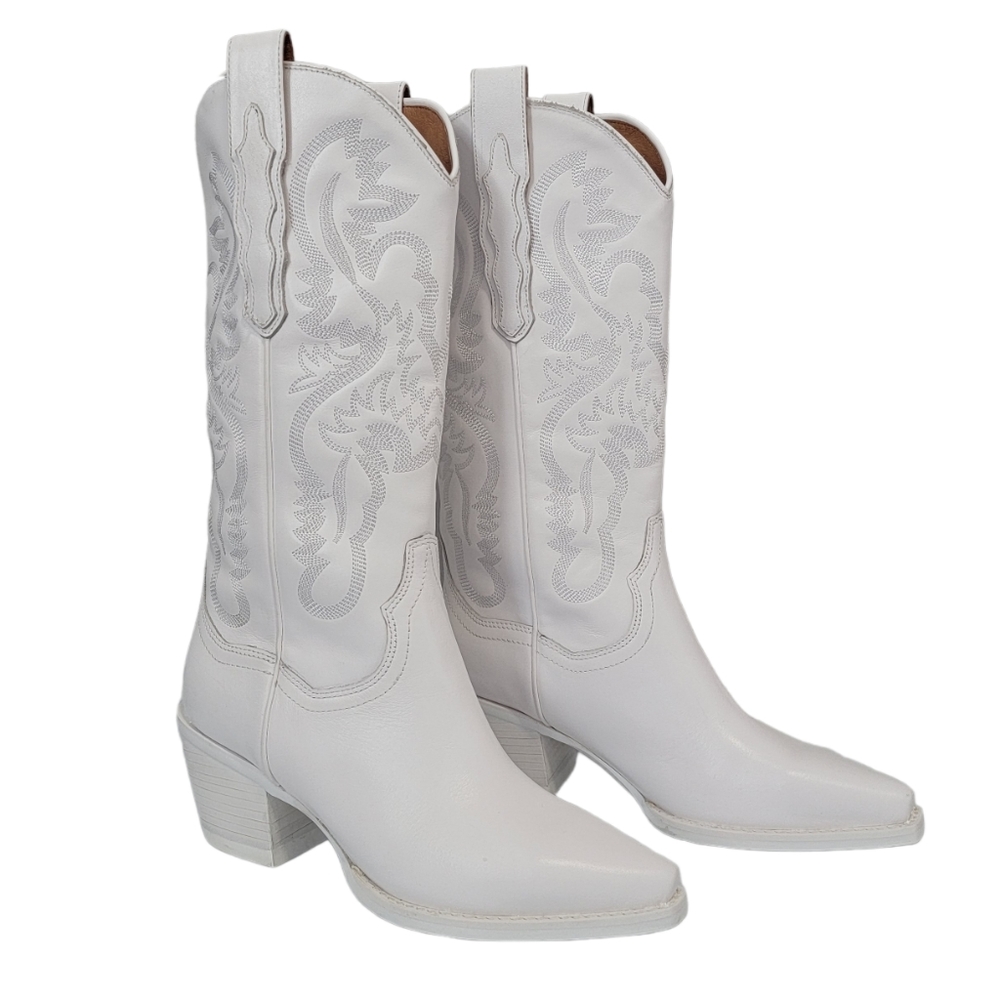 REVOLVE Jeffrey Campbell Dagget Western cowboy boots in white combo